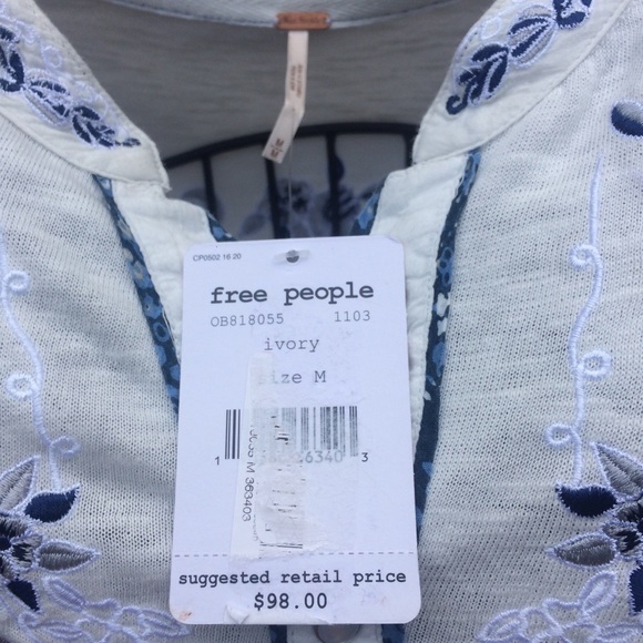 Free people medium white blue and white Shirt - Picture 2 of 8